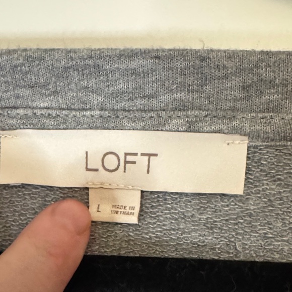 LOFT Heather Gray Long Sleeve Tiered Knit Dress size large - Picture 2 of 4